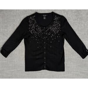 White House Black Market XS Sweater Black Shimmering Chenille